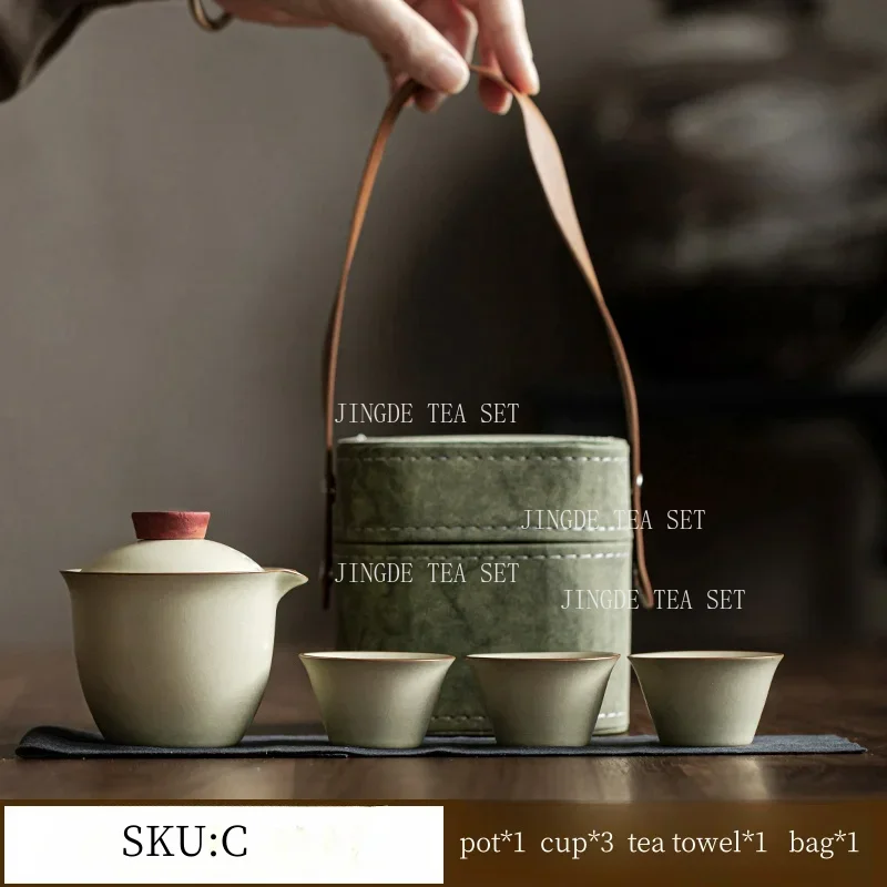 Ceramic Ru Kiln Travel Tea Set Quick Customer Cup One Pot Three Cups Outdoor Car Portable Kung Fu Tea Set
Ceramic Ru Kiln Travel Tea Set Quick Customer Cup One Pot Three Cups Outdoor Car Portable Kung Fu Tea Set