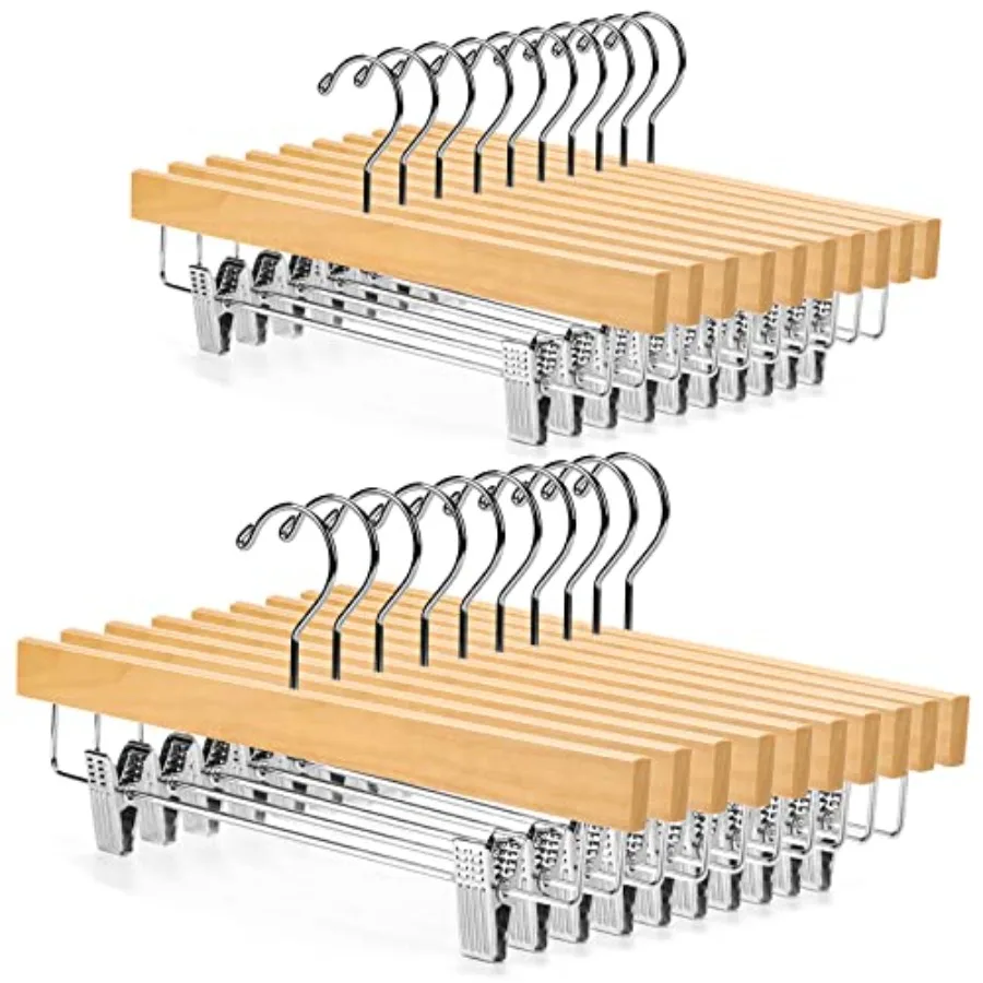 Wooden Pants Hangers Skirt Hanger Solid Lotus Wood Jeans Bottom Hanger with Clips Natural Color 20 Pack
Wooden Pants Hangers Skirt Hanger Solid Lotus Wood Jeans Bottom Hanger with Clips Natural Color 20 Pack