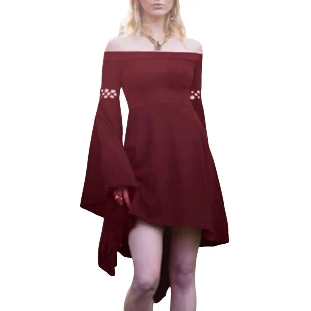 Solid Color A-line Dress Elegant Off-shoulder Princess Dress with Bell Sleeves Irregular Hem for Cosplay for Performance
Solid Color A-line Dress Elegant Off-shoulder Princess Dress with Bell Sleeves Irregular Hem for Cosplay for Performance