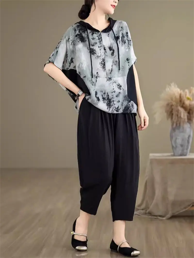 Outfit 2024 Summer Cotton And Linen Casual Two Piece Set Loose Fit Blocking Top+Harem Pants Women's Oversized Sportswear K1115
Outfit 2024 Summer Cotton And Linen Casual Two Piece Set Loose Fit Blocking Top+Harem Pants Women's Oversized Sportswear K1115