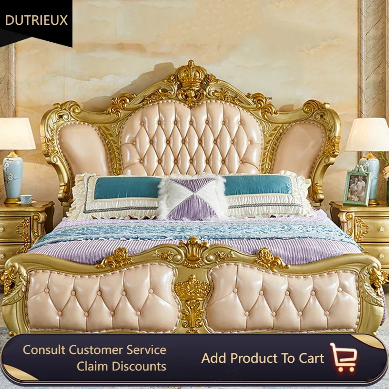 Princess Carved Double Bed European Style Vintage American Leather Luxury Queen Bed Comforter Modern Cama Casal Furniture Home
Princess Carved Double Bed European Style Vintage American Leather Luxury Queen Bed Comforter Modern Cama Casal Furniture Home