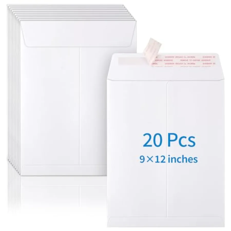 20 Pack Catalog Envelopes Self Seal, 9 x 12 Inches Catalog Mailing Envelopes, White Manila Envelopes for Mailing, Organize, Sto
20 Pack Catalog Envelopes Self Seal, 9 x 12 Inches Catalog Mailing Envelopes, White Manila Envelopes for Mailing, Organize, Sto