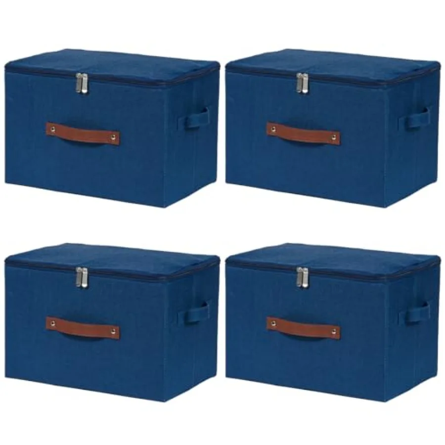 4 Pack Storage Bins with Zipper Lid Cotton Fabric Lidded Storage Baskets Boxes Foldable Washable Closet Shelf Clothes Organizer
4 Pack Storage Bins with Zipper Lid Cotton Fabric Lidded Storage Baskets Boxes Foldable Washable Closet Shelf Clothes Organizer