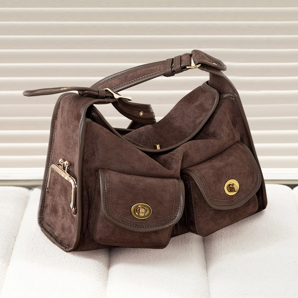 Винтажная замшевая сумка на плечо, модная классическая роскошная женская сумка через плечо, новая осенняя сумка-тоут большой вместимости с несколькими карманами
Винтажная замшевая сумка на плечо, модная классическая роскошная женская сумка через плечо, новая осенняя сумка-тоут большой вместимости с несколькими карманами