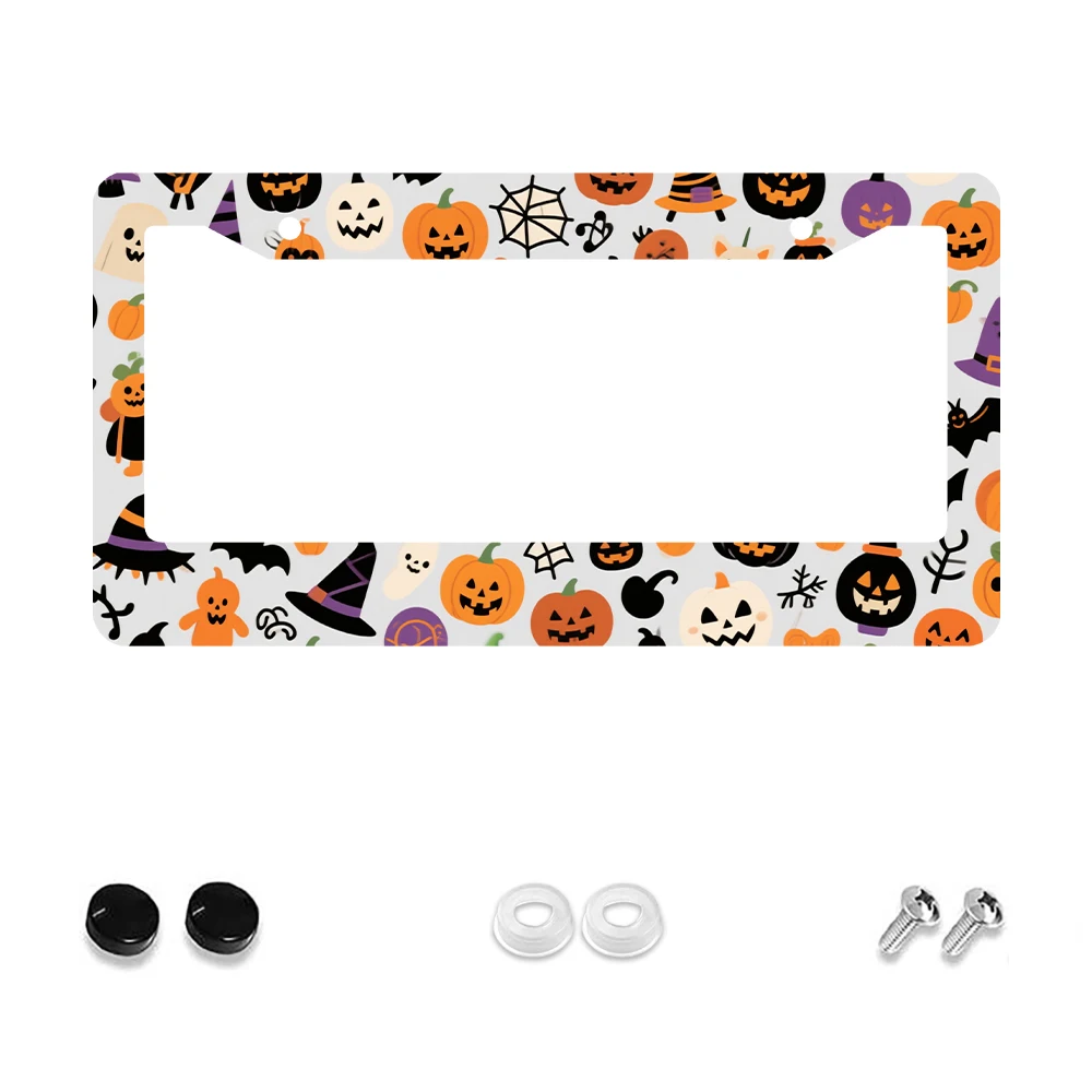 1 шт., тыква на Хэллоуин, оранжевый, белый цвет, рамка номерного знака с 2 отверстиями, алюминиевый материал, 6x12 дюймов, с набором винтов, забавное украшение автомобиля 
1 шт., тыква на Хэллоуин, оранжевый, белый цвет, рамка номерного знака с 2 отверстиями, алюминиевый материал, 6x12 дюймов, с набором винтов, забавное украшение автомобиля