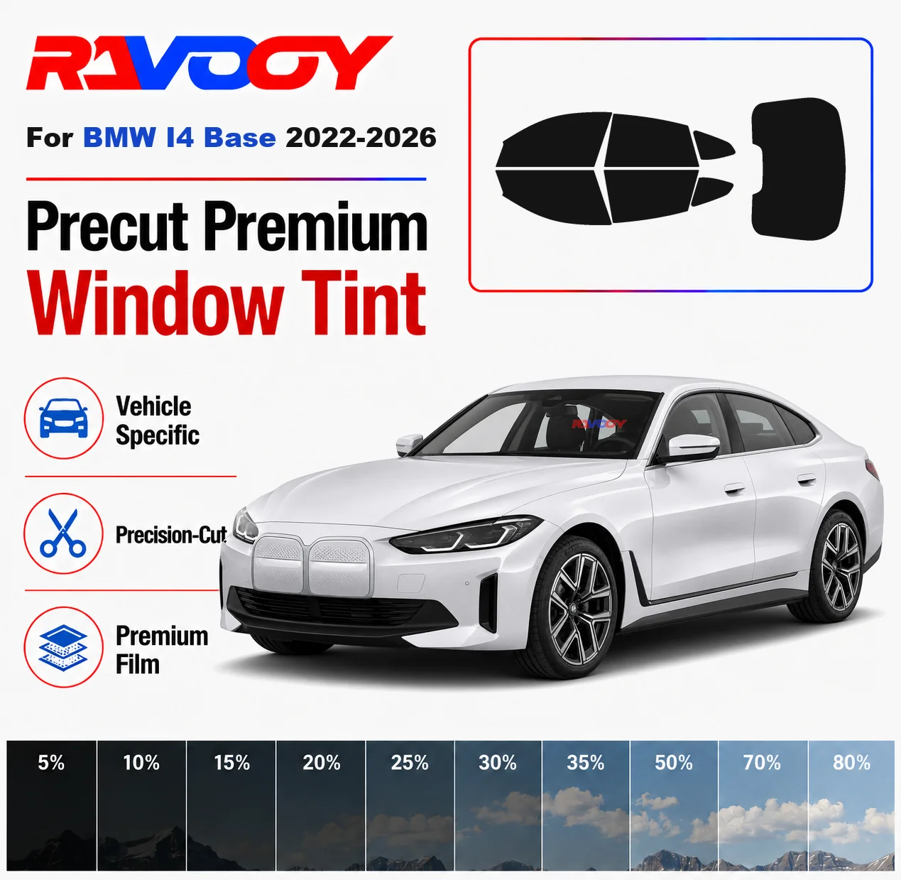 Premium Precut Window Tint Kit Front Windows Rear Windows Rear Windshield For BMW I4 Base 2022-2026 Car Solar Nano Ceramic Film
Premium Precut Window Tint Kit Front Windows Rear Windows Rear Windshield For BMW I4 Base 2022-2026 Car Solar Nano Ceramic Film