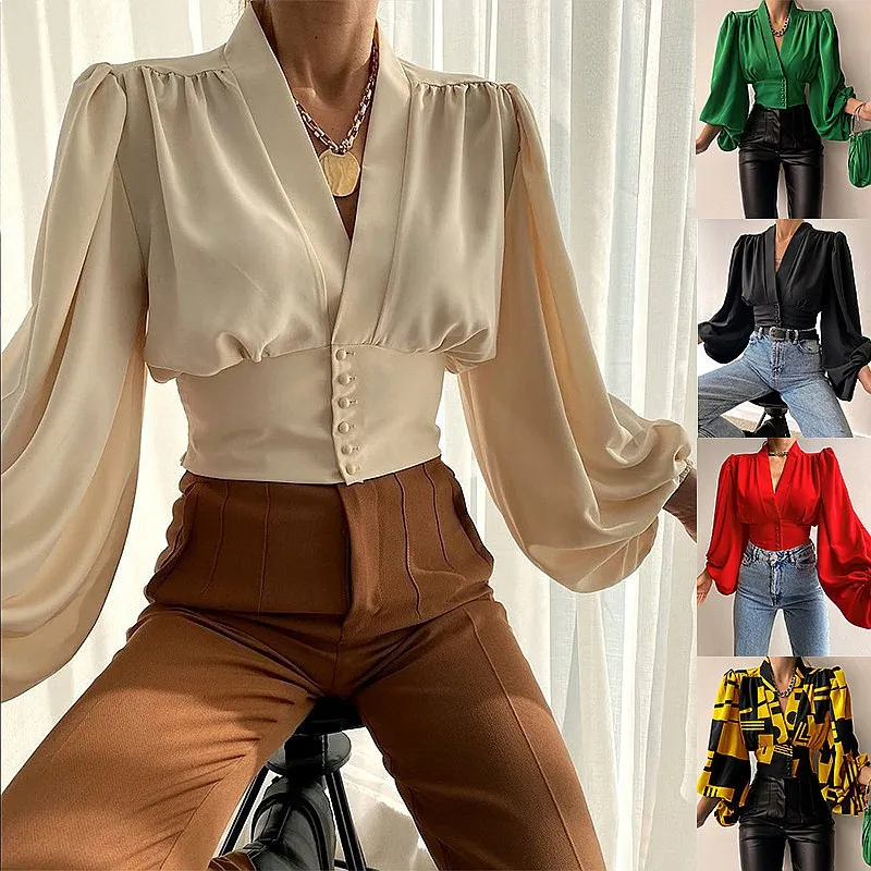 Spring Summer Women V Neck Lantern Sleeve Blouse Tops Shirt Casual Button Down Tee
Spring Summer Women V Neck Lantern Sleeve Blouse Tops Shirt Casual Button Down Tee