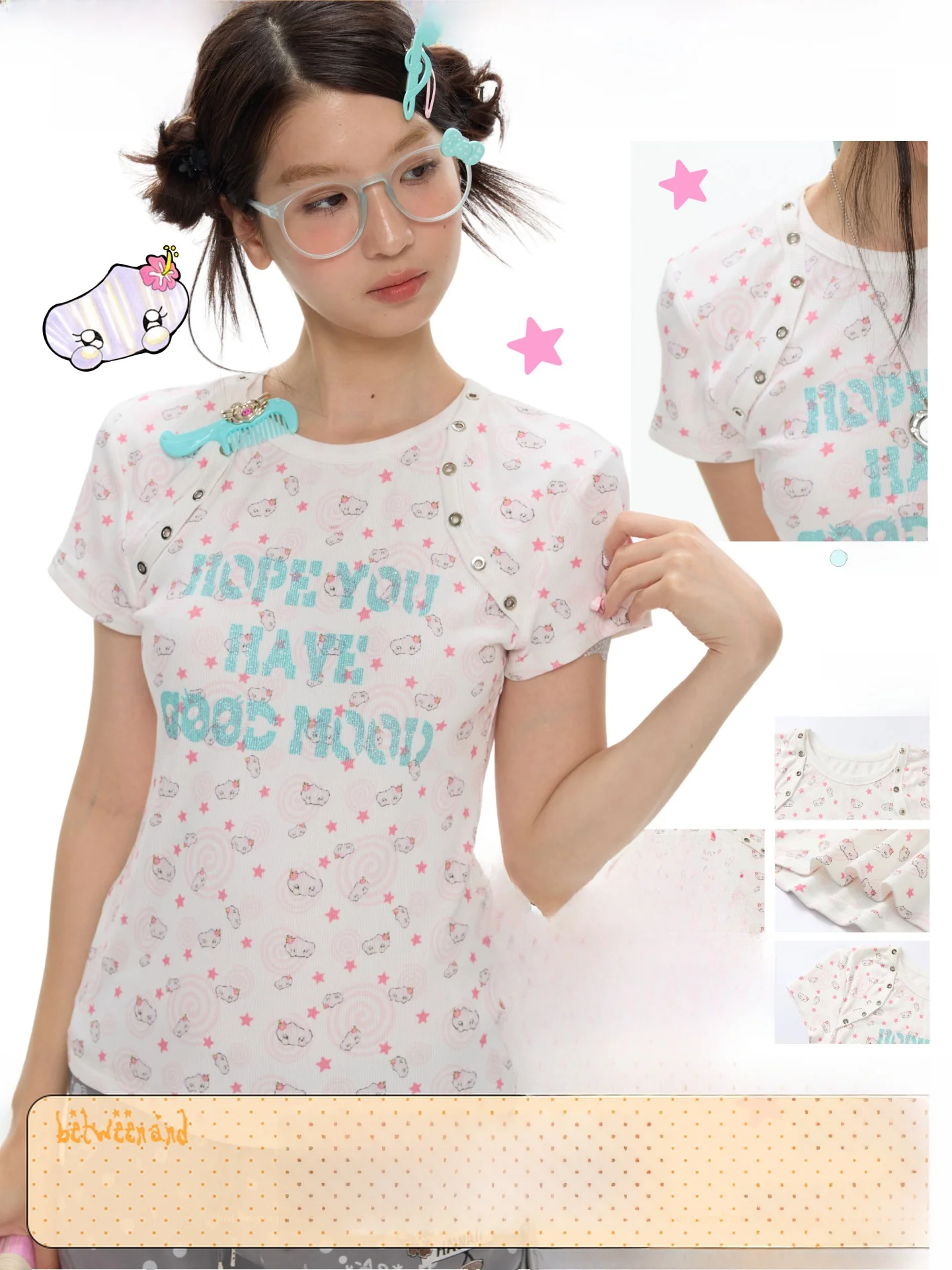 BENANDx Summer Star Whirl Shoulder T-Shirt High Elasticity Letter Print Short Sleeve High Elasticity Cotton Polyester B...
BENANDx Summer Star Whirl Shoulder T-Shirt High Elasticity Letter Print Short Sleeve High Elasticity Cotton Polyester B...