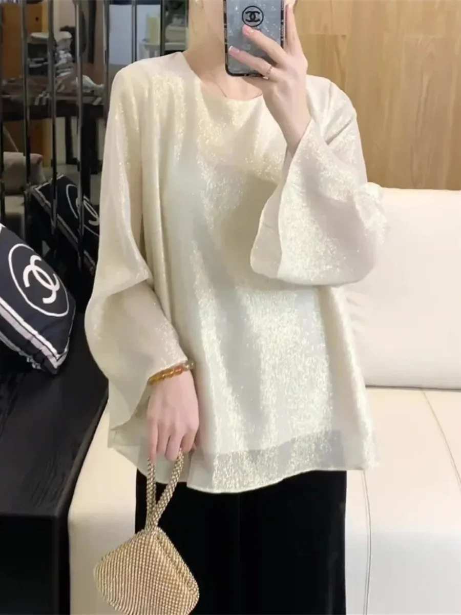 Extra Large Size Women's Gold Thread Shiny Loose Top Summer New Chinese Style T-Shirt Comfortable Inner Wear Commute Style
Extra Large Size Women's Gold Thread Shiny Loose Top Summer New Chinese Style T-Shirt Comfortable Inner Wear Commute Style