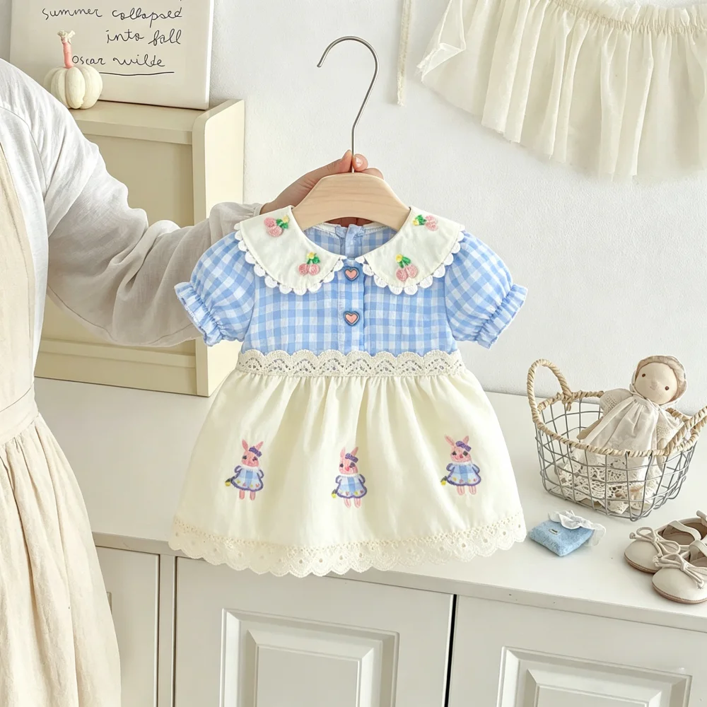 Baby Girl Dress Summer Plaid Cartoon Short Sleeved Girl Dress Cute Beach Princess Baby Dress Baby Girl Clothing
Baby Girl Dress Summer Plaid Cartoon Short Sleeved Girl Dress Cute Beach Princess Baby Dress Baby Girl Clothing 