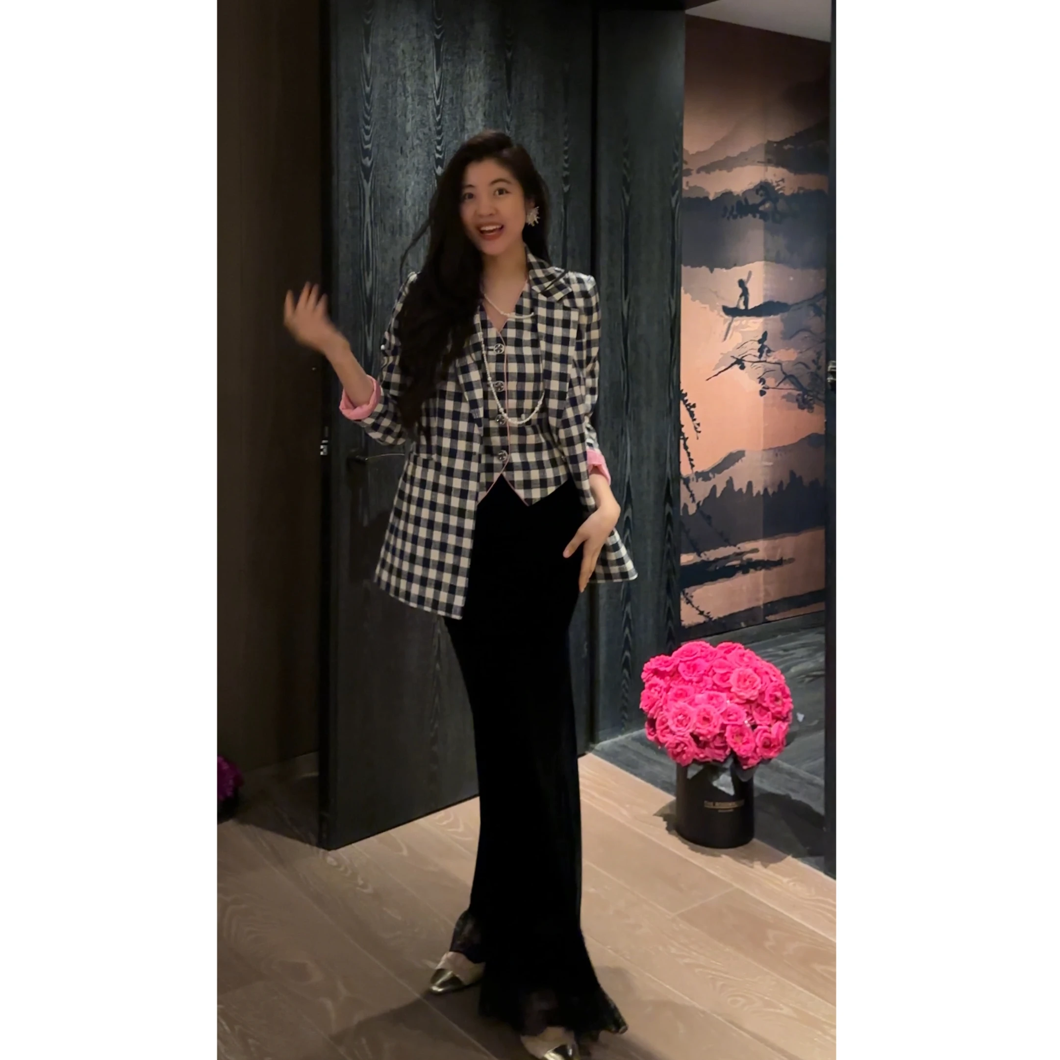 NCOU Nie Kou Winter New Faion Slimming Chboard Patterned Suit Jaet Set Sli Collared Outerwear for Women
NCOU Nie Kou Winter New Faion Slimming Chboard Patterned Suit Jaet Set Sli Collared Outerwear for Women