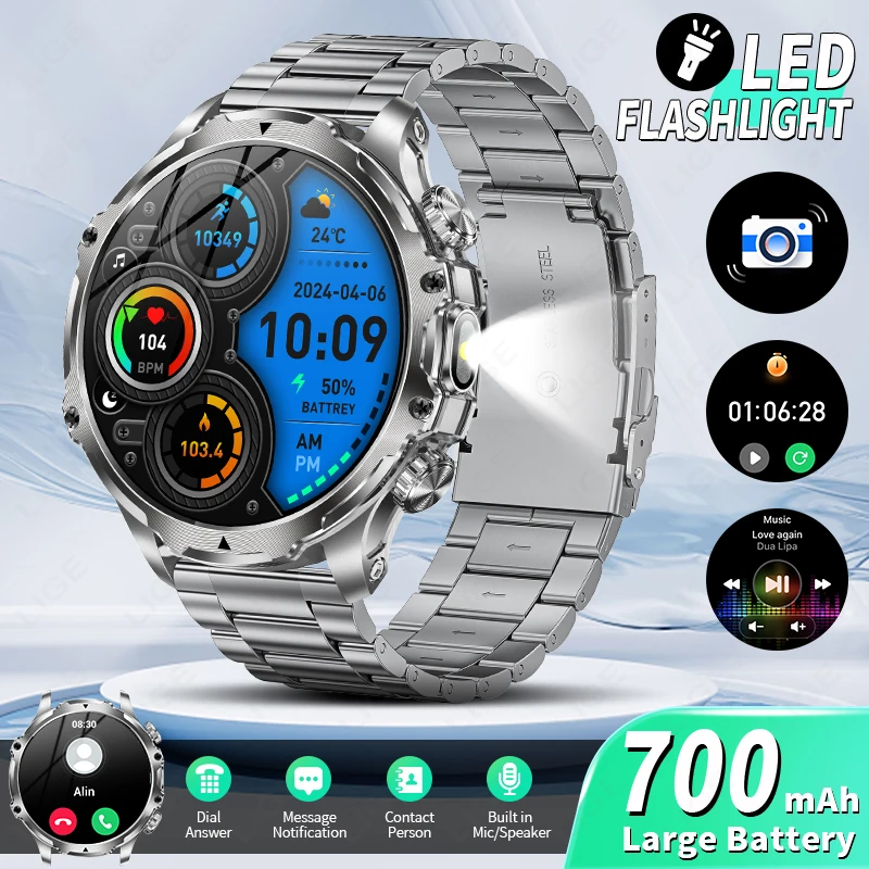 LIGE Outdoors Sports Smart Watch Men AK75 Flashlight 700mah Large Battery Bluetooth Calling LED Light Fitness Tracker Smartwatch
LIGE Outdoors Sports Smart Watch Men AK75 Flashlight 700mah Large Battery Bluetooth Calling LED Light Fitness Tracker Smartwatch