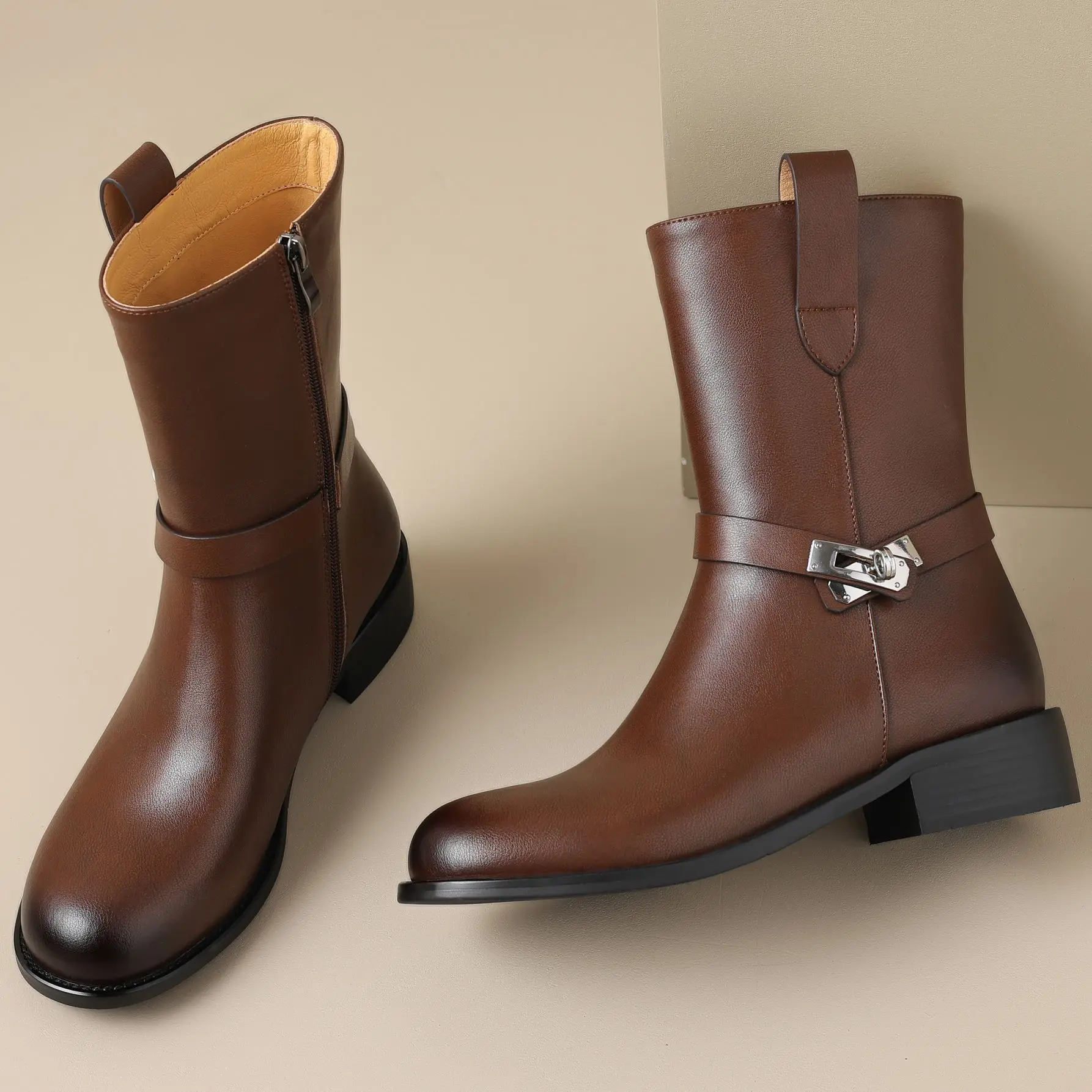 Autumn And Winter Boots, Genuine Leather Cowhide,Calf Height, Fashion Women's Shoes,Comfortable Flat Heels,Round Toe
Autumn And Winter Boots, Genuine Leather Cowhide,Calf Height, Fashion Women's Shoes,Comfortable Flat Heels,Round Toe