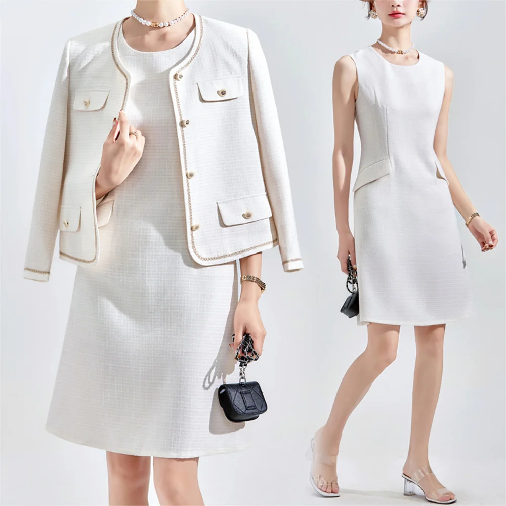 Elegant 2 Piece Set for Women 2023 New Korea Fashion Casual Long Sleeve Jacket Coat with Dress Set Office Ladies Formal Suit
Elegant 2 Piece Set for Women 2023 New Korea Fashion Casual Long Sleeve Jacket Coat with Dress Set Office Ladies Formal Suit