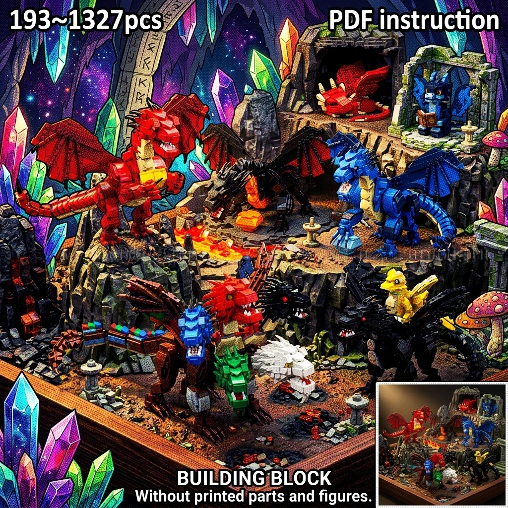MOC Epic Fantasy Dragon Lair Diorama Building Blocks Mythical Multi-Headed Beast Cave Volcanic Desk Decor Adult Brick Set
MOC Epic Fantasy Dragon Lair Diorama Building Blocks Mythical Multi-Headed Beast Cave Volcanic Desk Decor Adult Brick Set