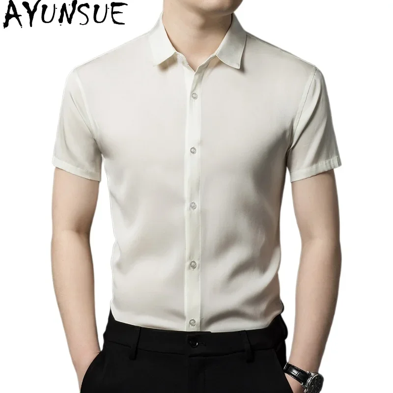 AYUNSUE 100% Mulberry Silk Mens Summer Shirt Mens Shirts Short Sleeves Camicie Estivo Uomo Men Clothing White Shirt Fashion Tops
AYUNSUE 100% Mulberry Silk Mens Summer Shirt Mens Shirts Short Sleeves Camicie Estivo Uomo Men Clothing White Shirt Fashion Tops