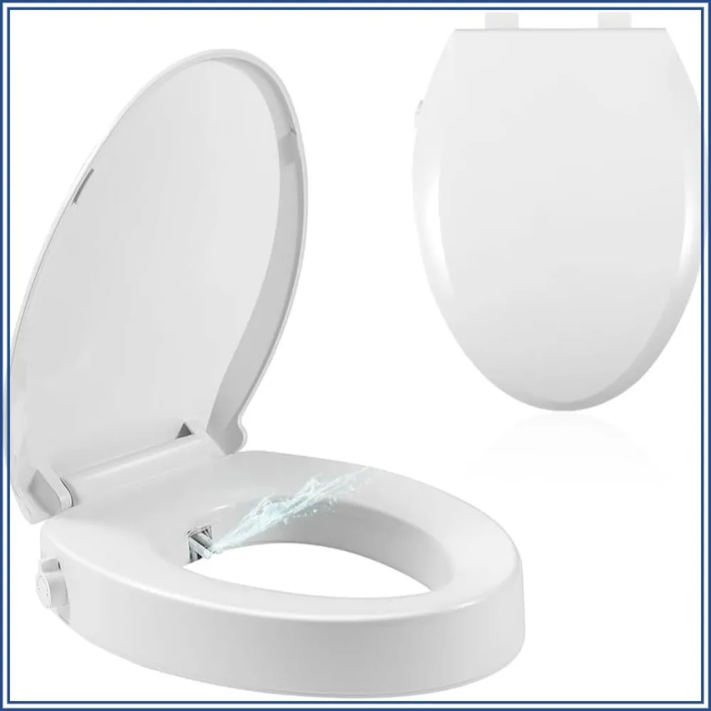 Raised Bidet Toilet Seat, Elongated, 3-Inch Height, Dual Nozzles, Non-Electric, Adjustable Water Pressure for Seniors
Raised Bidet Toilet Seat, Elongated, 3-Inch Height, Dual Nozzles, Non-Electric, Adjustable Water Pressure for Seniors
