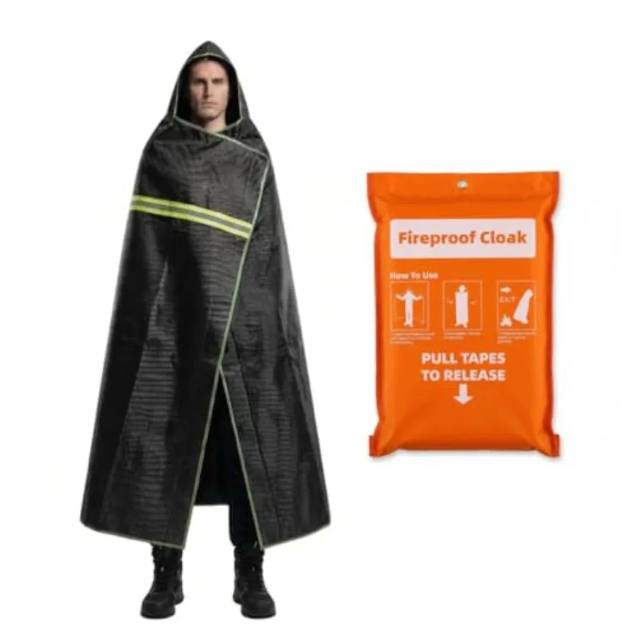 Fireproof Cloak with Hood - Fiberglass Free Fire Blanket Emergency for Home 1800°F Heat Resistant Fire Escape Wrap Reflective S
Fireproof Cloak with Hood - Fiberglass Free Fire Blanket Emergency for Home 1800°F Heat Resistant Fire Escape Wrap Reflective S