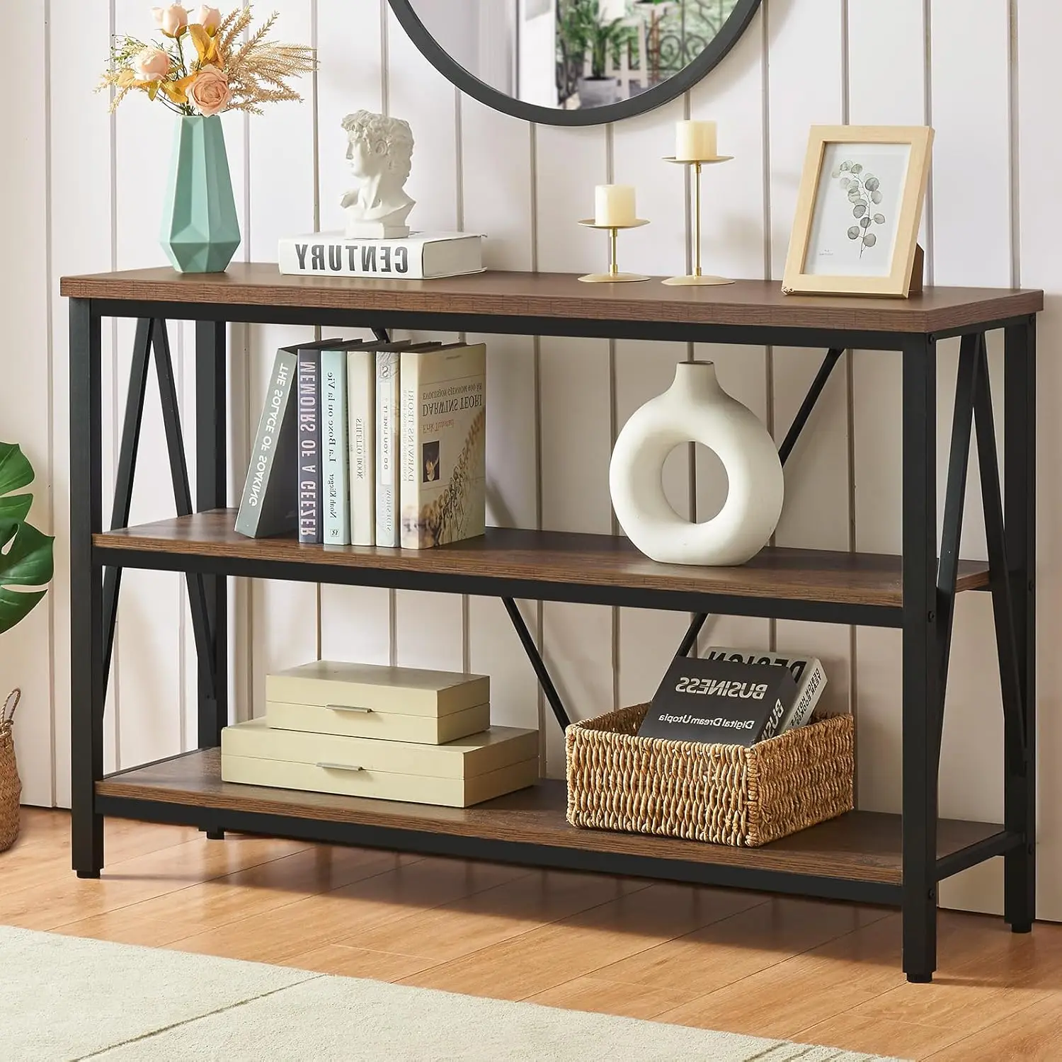 Entryway Console Table, Rustic Console Table with Wide Storage, Industrial Foyer for Entryway with 3-Tier Open Shelves
Entryway Console Table, Rustic Console Table with Wide Storage, Industrial Foyer for Entryway with 3-Tier Open Shelves