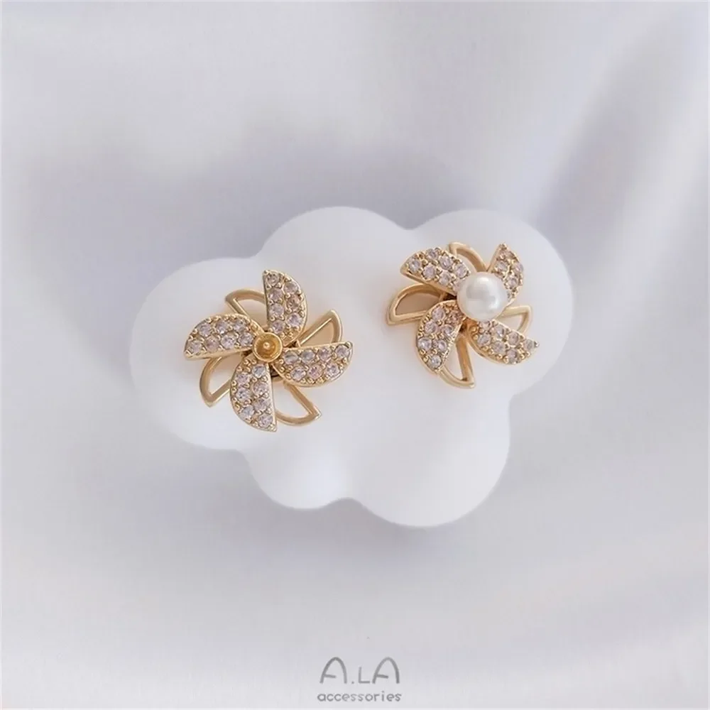 Rotating Windmill Earrings with Half Hole Pearl Bracelet 925 Silver Needle DIY Exquisite Style Earrings E187
Rotating Windmill Earrings with Half Hole Pearl Bracelet 925 Silver Needle DIY Exquisite Style Earrings E187
