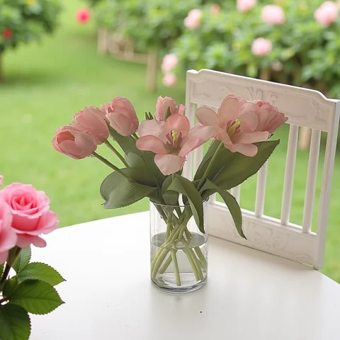 14.17 Polegada tulipa artificial toque real flores falsas para casa sala de estar decoração fotografia prop