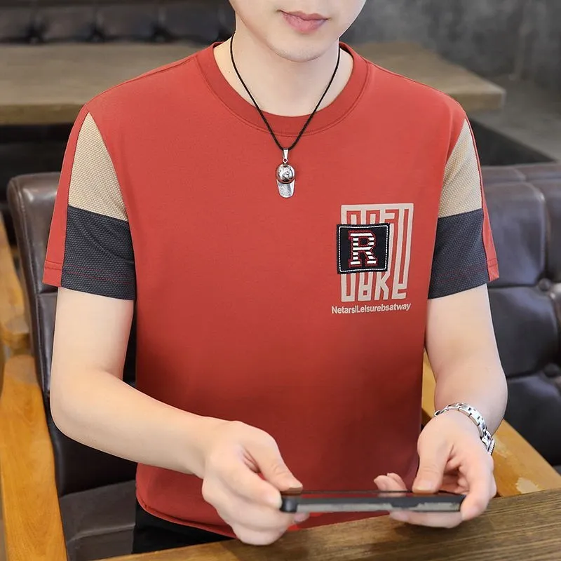 Мужская футболка Ele из вышитого ледяного шелка и хлопка с коротким рукавом и круглым вырезом, дышащая, модная, летняя новинка
Мужская футболка Ele из вышитого ледяного шелка и хлопка с коротким рукавом и круглым вырезом, дышащая, модная, летняя новинка