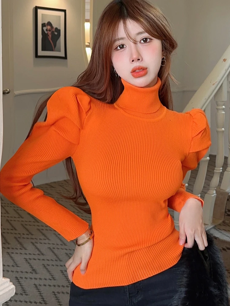 Женская водолазка, пуловер с длинными рукавами, свитер с пышными рукавами, облегающие однотонные вязаные топы, осенняя ниша, Harajuku Chic Inner
Женская водолазка, пуловер с длинными рукавами, свитер с пышными рукавами, облегающие однотонные вязаные топы, осенняя ниша, Harajuku Chic Inner