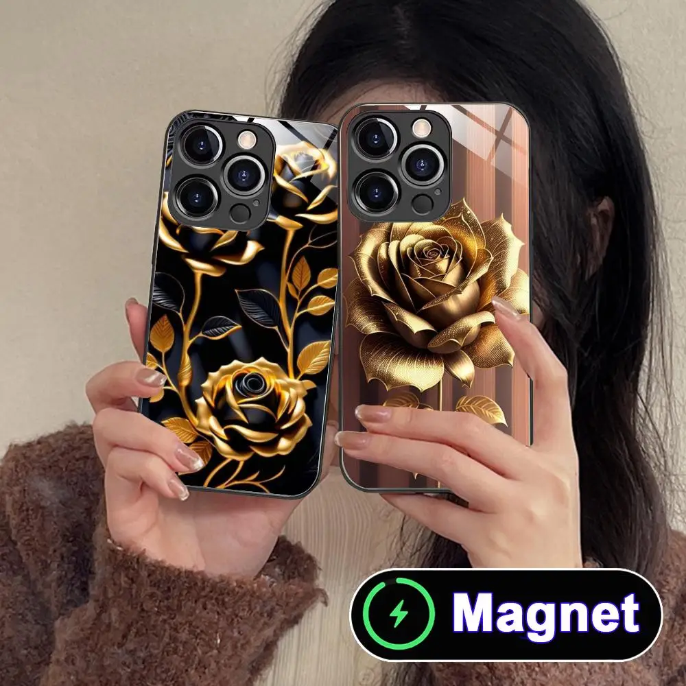 Golden Rose Phone Case for iPhone 17 16 15 14 13 12 11 Air Pro Max Plus Mini Glass Magnet Cover
Golden Rose Phone Case for iPhone 17 16 15 14 13 12 11 Air Pro Max Plus Mini Glass Magnet Cover