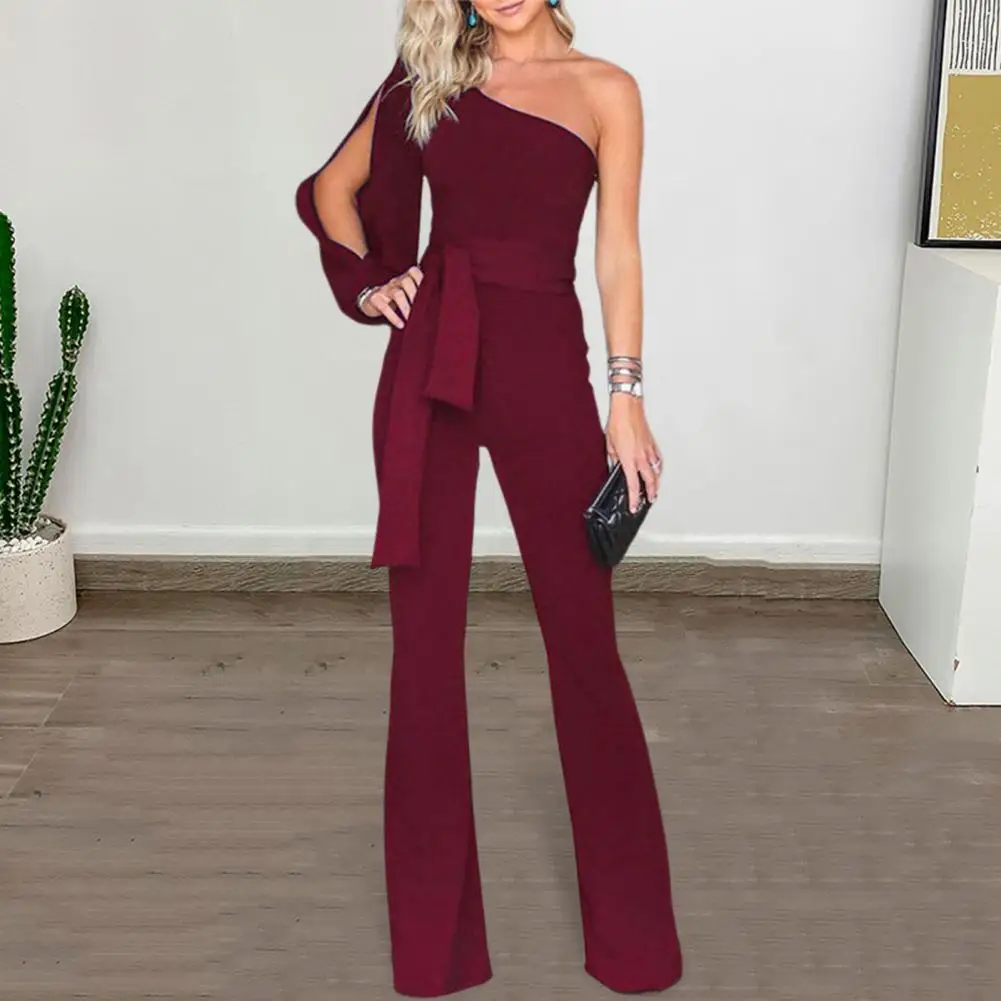Solid Color Jumpsuit Women Party Jumpsuit Elegant One Shoulder Lace-up Jumpsuit for Women Formal Style Wide Leg Party Prom
Solid Color Jumpsuit Women Party Jumpsuit Elegant One Shoulder Lace-up Jumpsuit for Women Formal Style Wide Leg Party Prom