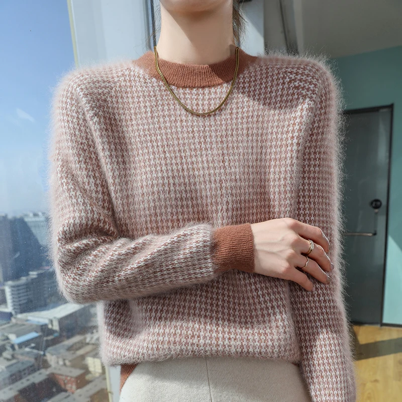 Thick 100% Mink Cashmere Elastic Sweater Pullover Women Mock-Neck Long Sleeve Knitwear Basic Elegant Warm Clothing Tops
Thick 100% Mink Cashmere Elastic Sweater Pullover Women Mock-Neck Long Sleeve Knitwear Basic Elegant Warm Clothing Tops