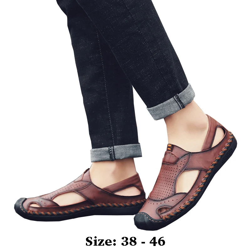 High quality leather flat sandals for men round toes new summer 2025 size 38 46 casual beach walking big size shoe black brown
High quality leather flat sandals for men round toes new summer 2025 size 38 46 casual beach walking big size shoe black brown