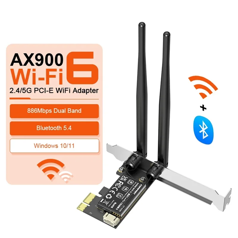 Лидер продаж 900 Мбит/с Wi-Fi6 PCIE адаптер Bluetooth 5,4 PCI Express Wi-Fi сетевая карта WPA3 с высоким коэффициентом усиления для настольного компьютера 802.11Ax
Лидер продаж 900 Мбит/с Wi-Fi6 PCIE адаптер Bluetooth 5,4 PCI Express Wi-Fi сетевая карта WPA3 с высоким коэффициентом усиления для настольного компьютера 802.11Ax