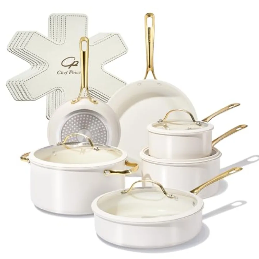 Ceramic Cookware Sets, 15Pcs Pots and Pans Set Non Stick, Cookware Set with Stainless Steel Handle, Dishwasher and Oven Safe, a
Ceramic Cookware Sets, 15Pcs Pots and Pans Set Non Stick, Cookware Set with Stainless Steel Handle, Dishwasher and Oven Safe, a