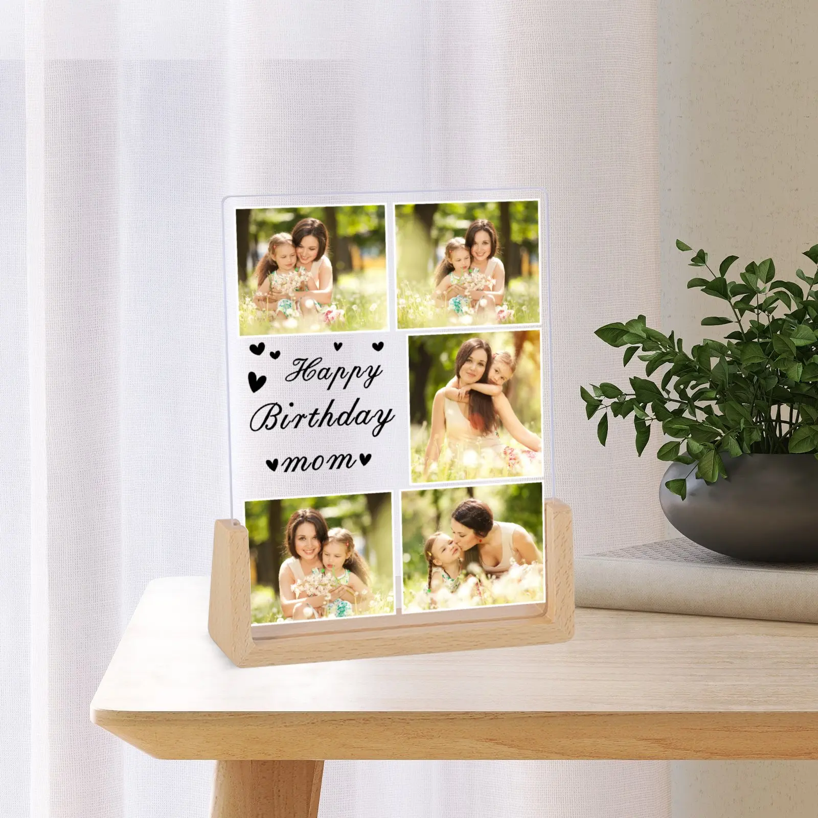 Custom Acrylic Picture Frame Home Display Wood Desktop Photo Plaque Personalized 5 Photos Collage Frame for Mom's Birthday Gifts
Custom Acrylic Picture Frame Home Display Wood Desktop Photo Plaque Personalized 5 Photos Collage Frame for Mom's Birthday Gifts