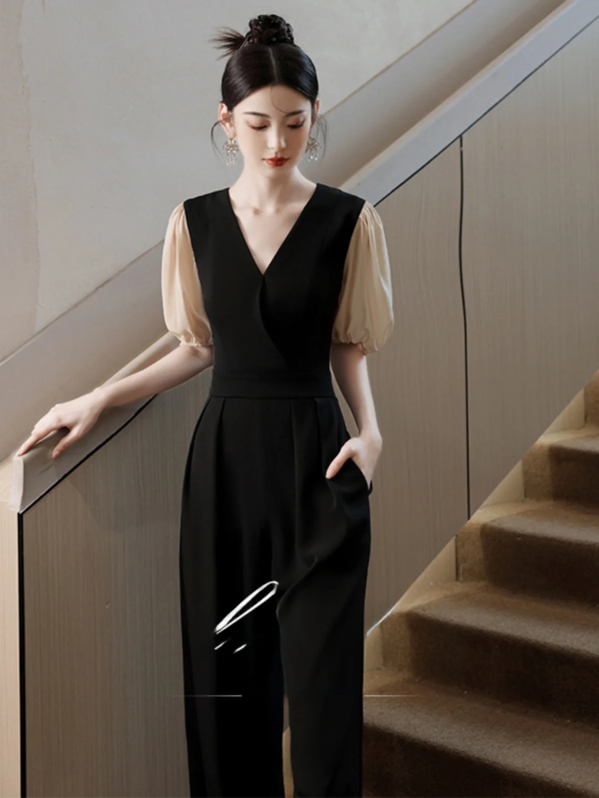 Ele Bla Evening Gown Women's Host Pantsuit High-End Sensation Faionable Mid-Waist Zipper Sle V-Ne Long Dr
Ele Bla Evening Gown Women's Host Pantsuit High-End Sensation Faionable Mid-Waist Zipper Sle V-Ne Long Dr