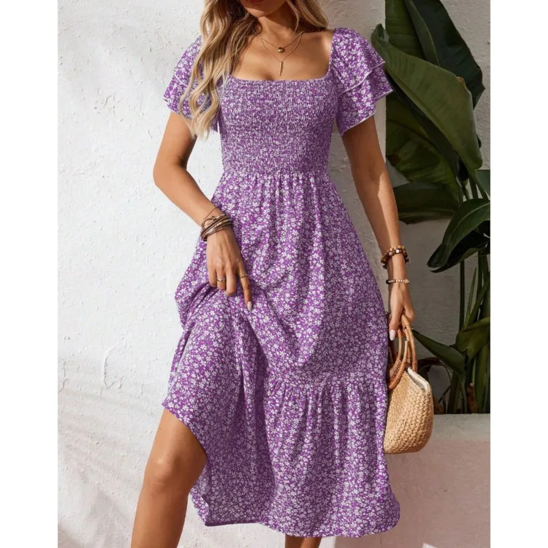 Bohemian Fashion Printed Women's Mid Length Dress Summer Casual Beach Vacation Loose A-line Dresses Ladies Square Neck Vestidos
Bohemian Fashion Printed Women's Mid Length Dress Summer Casual Beach Vacation Loose A-line Dresses Ladies Square Neck Vestidos
