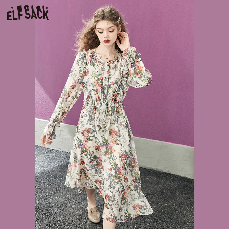ELFSACK French Chiffon Floral Dress Women 2023 Spring High Waist Daily Dress
ELFSACK French Chiffon Floral Dress Women 2023 Spring High Waist Daily Dress