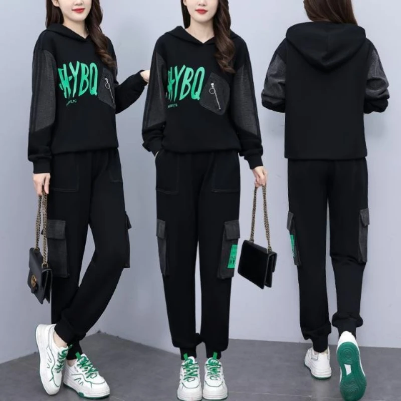 Повседневный женский комплект, осень 2021, новый джинсовый пуловер с капюшоном в стиле пэчворк и карманами, зауженные брюки, комплект из двух предметов
Повседневный женский комплект, осень 2021, новый джинсовый пуловер с капюшоном в стиле пэчворк и карманами, зауженные брюки, комплект из двух предметов