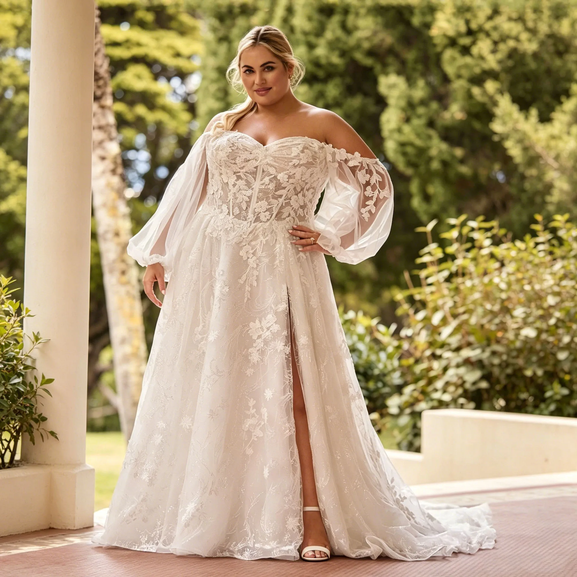 Lace Slit Wedding Dresses Plus Size Sweetheart Puff Sleeve Boho Bride Gowns Applique A-Line Backless robe mariée Customized
Lace Slit Wedding Dresses Plus Size Sweetheart Puff Sleeve Boho Bride Gowns Applique A-Line Backless robe mariée Customized