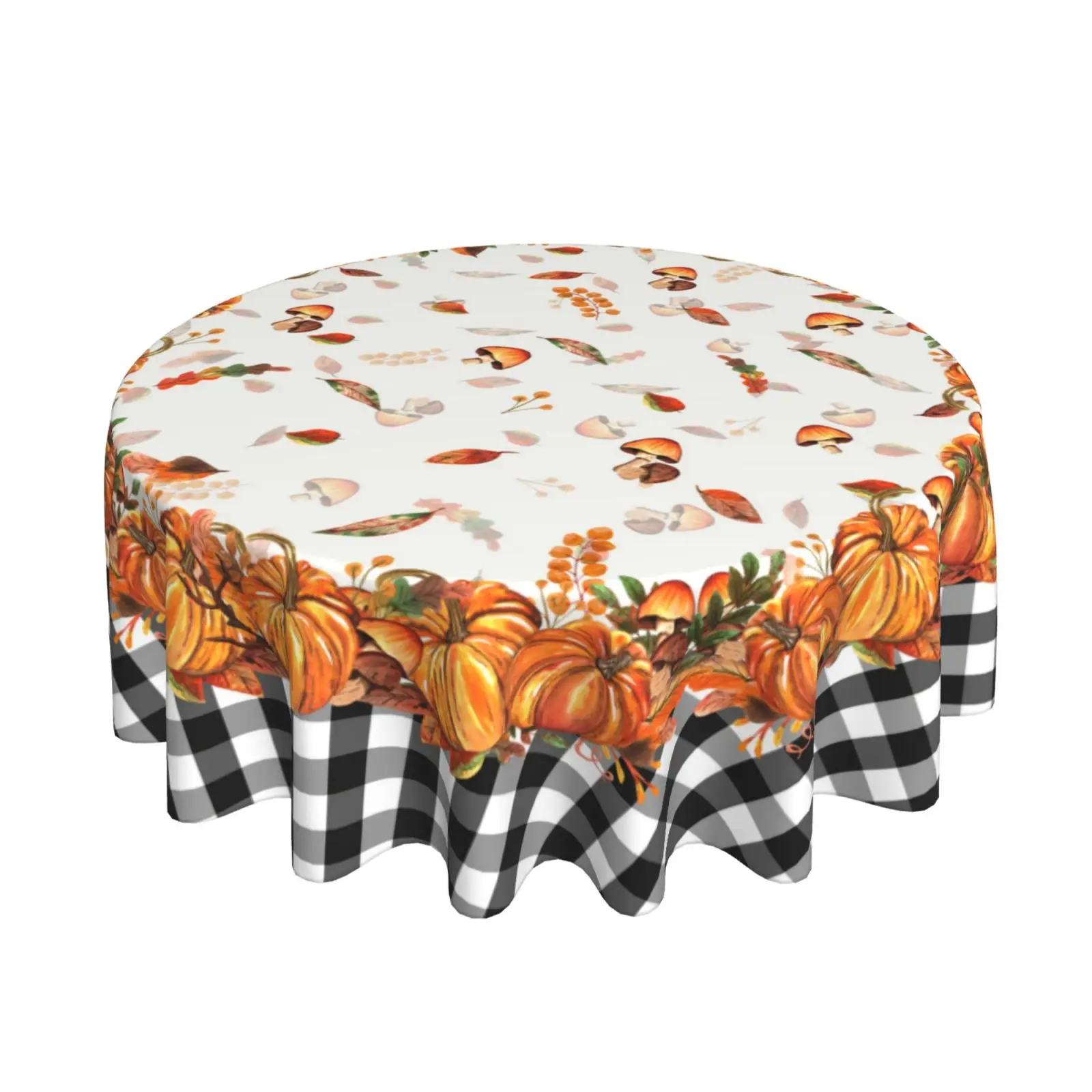 Autumn Pumpkin Black and White Plaid Table Cloth Thanksgiving Fabric Round Tablecloth 60 Inches for Parties Dining Table Decor
Autumn Pumpkin Black and White Plaid Table Cloth Thanksgiving Fabric Round Tablecloth 60 Inches for Parties Dining Table Decor