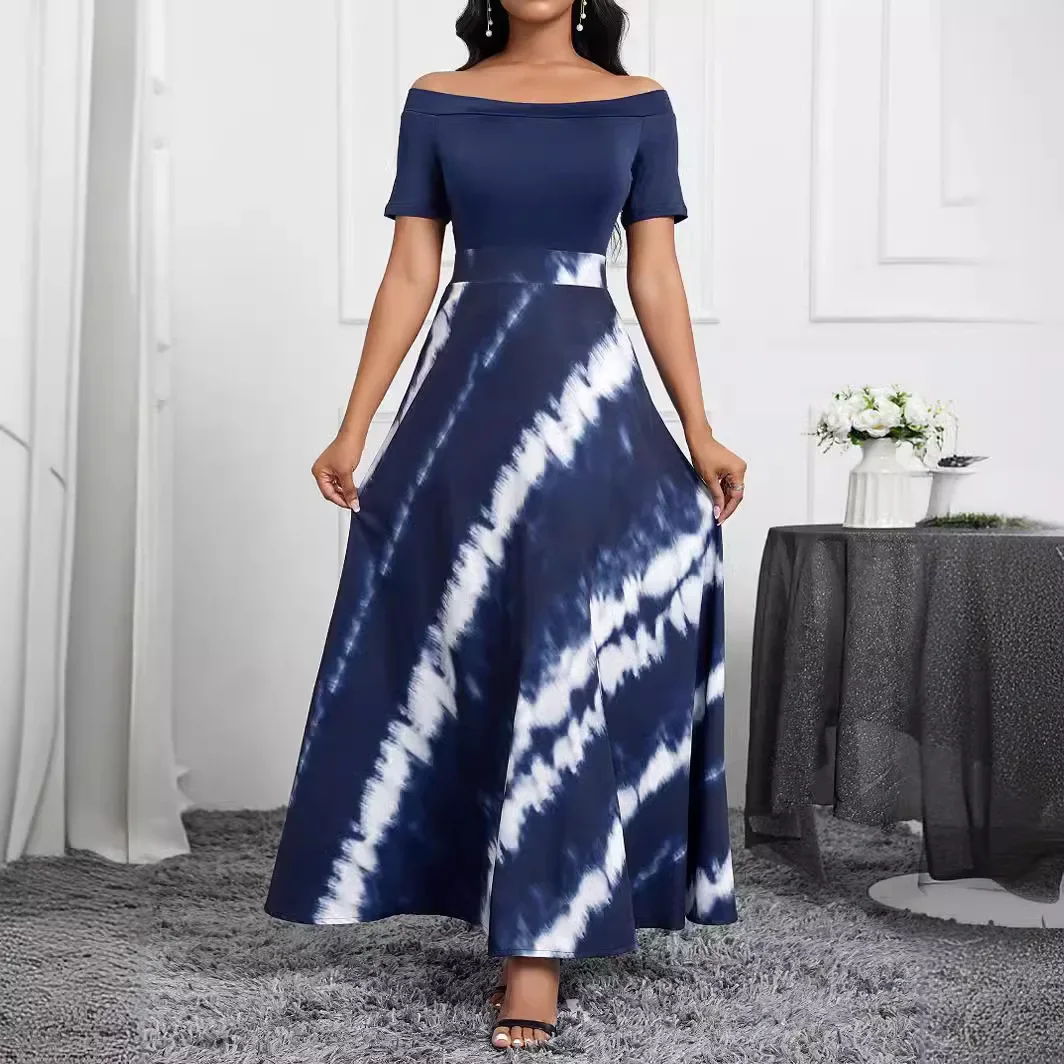 Women Elegant Dress Summer Sexy Off-the-Shoulder Short Sleeve A-Line Stripes Fashion Slim Fit Banquet Cocktail Party
Women Elegant Dress Summer Sexy Off-the-Shoulder Short Sleeve A-Line Stripes Fashion Slim Fit Banquet Cocktail Party