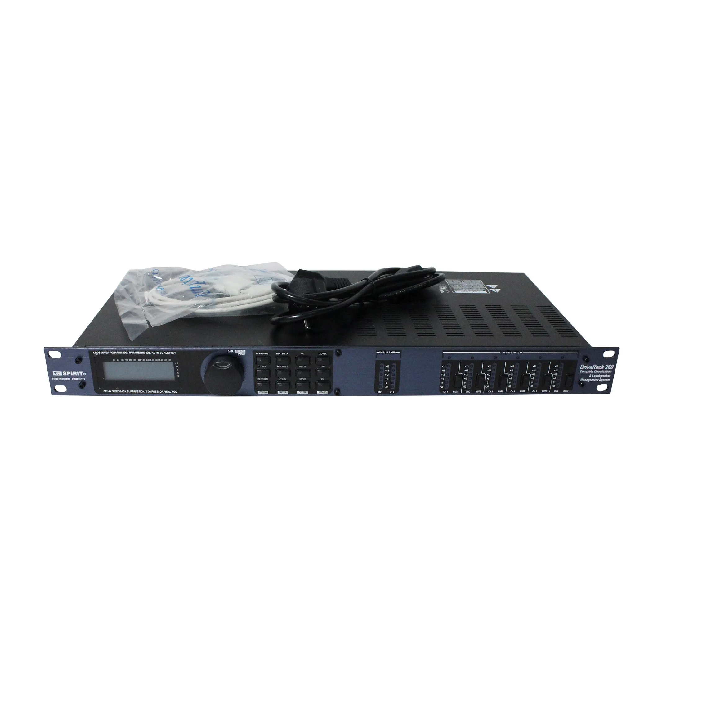 Linkable 28-Band Graphic Equalizer Feedback Eliminator Stereo Compressor DriveRack 260 Loudspeaker Management System
Linkable 28-Band Graphic Equalizer Feedback Eliminator Stereo Compressor DriveRack 260 Loudspeaker Management System