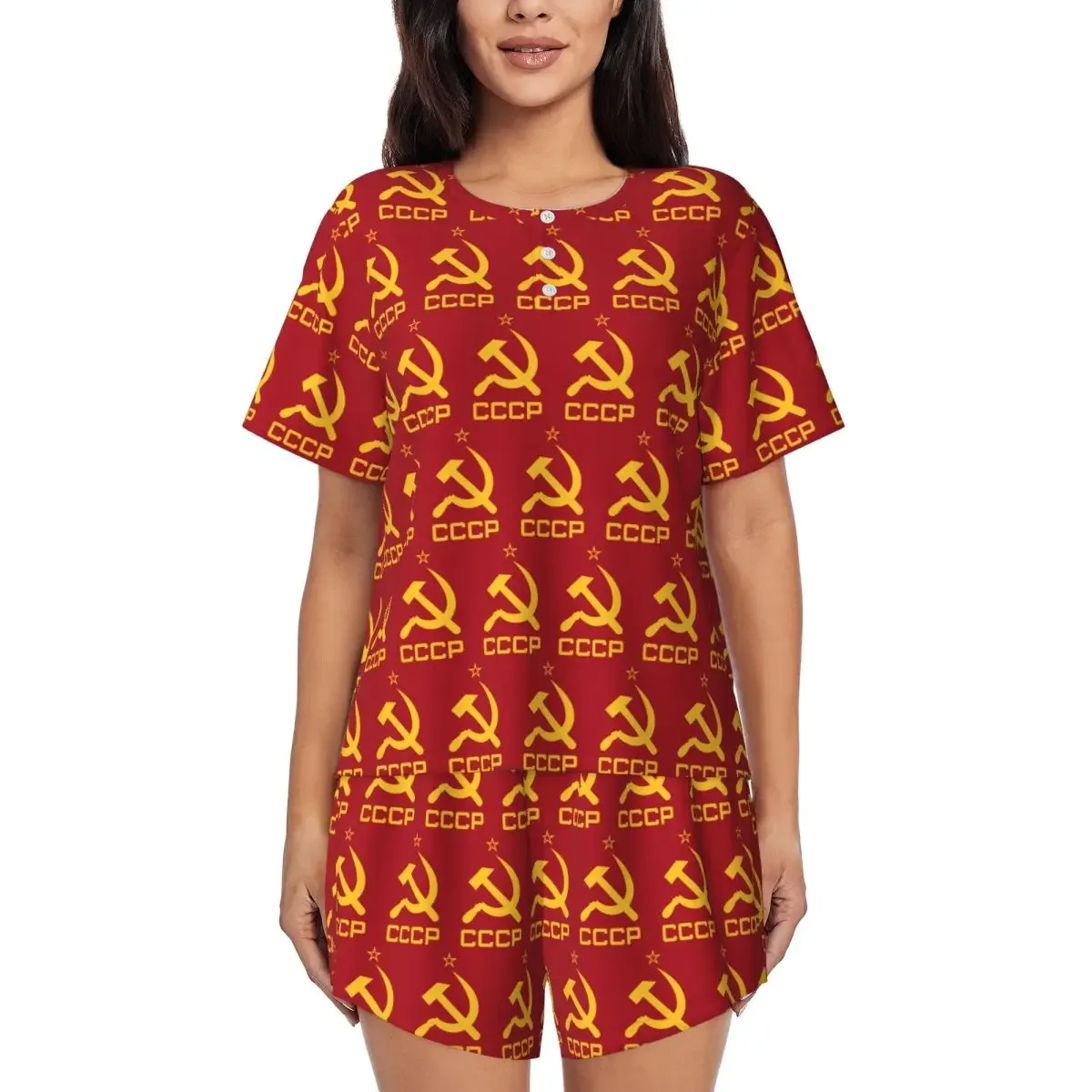 CCCP Star-Soviet-Union USSR Round Neck Short Sleeves Nightdress for Sleeping Sleepshirts Women Loose Pajama Set Short Pants
CCCP Star-Soviet-Union USSR Round Neck Short Sleeves Nightdress for Sleeping Sleepshirts Women Loose Pajama Set Short Pants