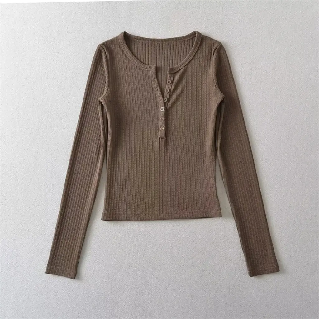 Женская футболка с длинным рукавом в стиле Pure Desire, с пряжкой и круглым вырезом, осень-зима, эластичная рубашка с плоским дном 
Женская футболка с длинным рукавом в стиле Pure Desire, с пряжкой и круглым вырезом, осень-зима, эластичная рубашка с плоским дном