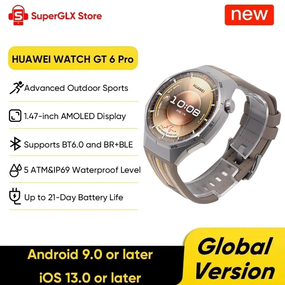Global Version HUAWEI Watch GT 6 Pro 46mm Smartwatch 1.47" AMOLED Screen GPS Bluetooth call Compatible with iOS & Android NFC
Global Version HUAWEI Watch GT 6 Pro 46mm Smartwatch 1.47" AMOLED Screen GPS Bluetooth call Compatible with iOS & Android NFC