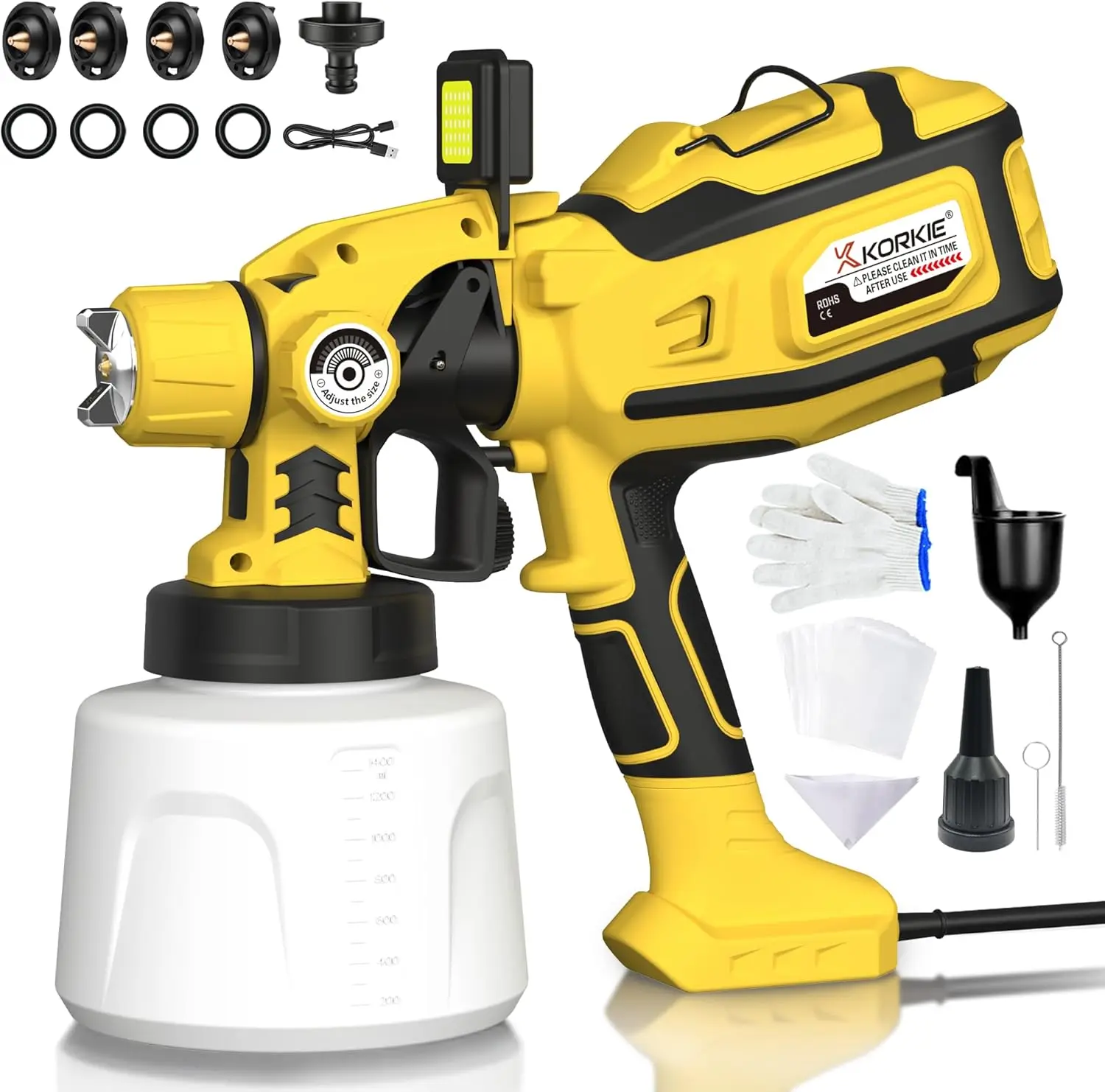 Электрический пистолет-распылитель HVLP мощностью 1250 Вт с 5 насадками, регулируемым расходом, контейнер 1400 мл для покраски дома, заборов, стен
Электрический пистолет-распылитель HVLP мощностью 1250 Вт с 5 насадками, регулируемым расходом, контейнер 1400 мл для покраски дома, заборов, стен