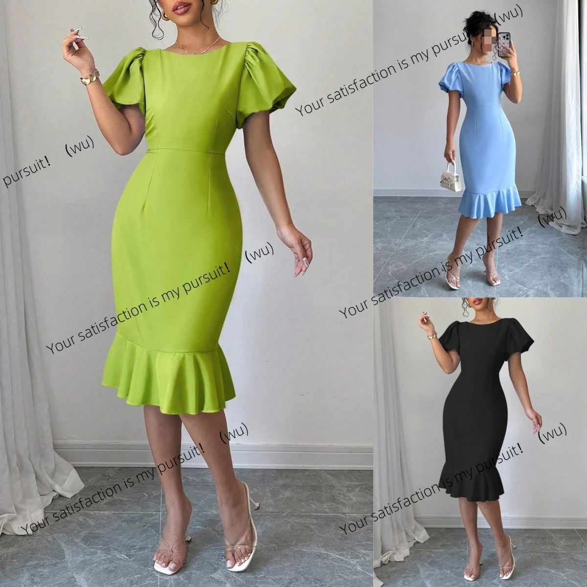 Популярная однотонная юбка «рыбий хвост» с рукавами-пузырьками в Европе и Америке, тонкое и элегантное платье среднего и длинного размера.
Популярная однотонная юбка «рыбий хвост» с рукавами-пузырьками в Европе и Америке, тонкое и элегантное платье среднего и длинного размера.