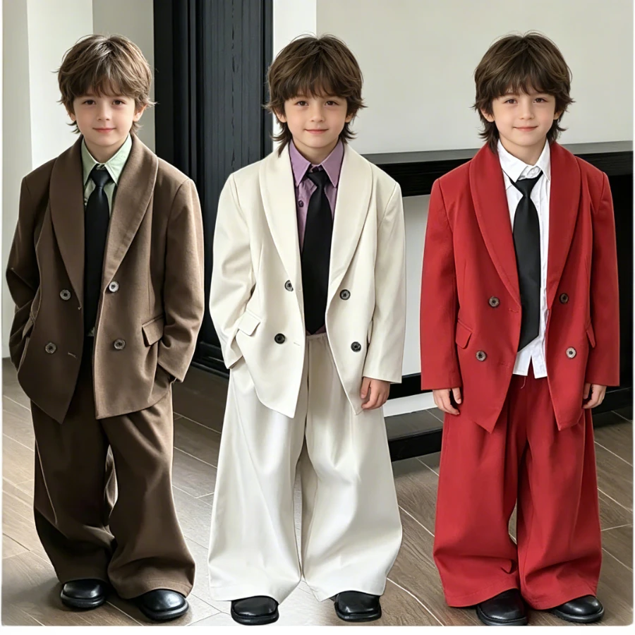 Boys Oversized Double Breasted Blazer Outfit Wide Leg Pants Hip Hop Street Suit Kids Birthday Casual Wedding Clothes Set 4-12Y
Boys Oversized Double Breasted Blazer Outfit Wide Leg Pants Hip Hop Street Suit Kids Birthday Casual Wedding Clothes Set 4-12Y