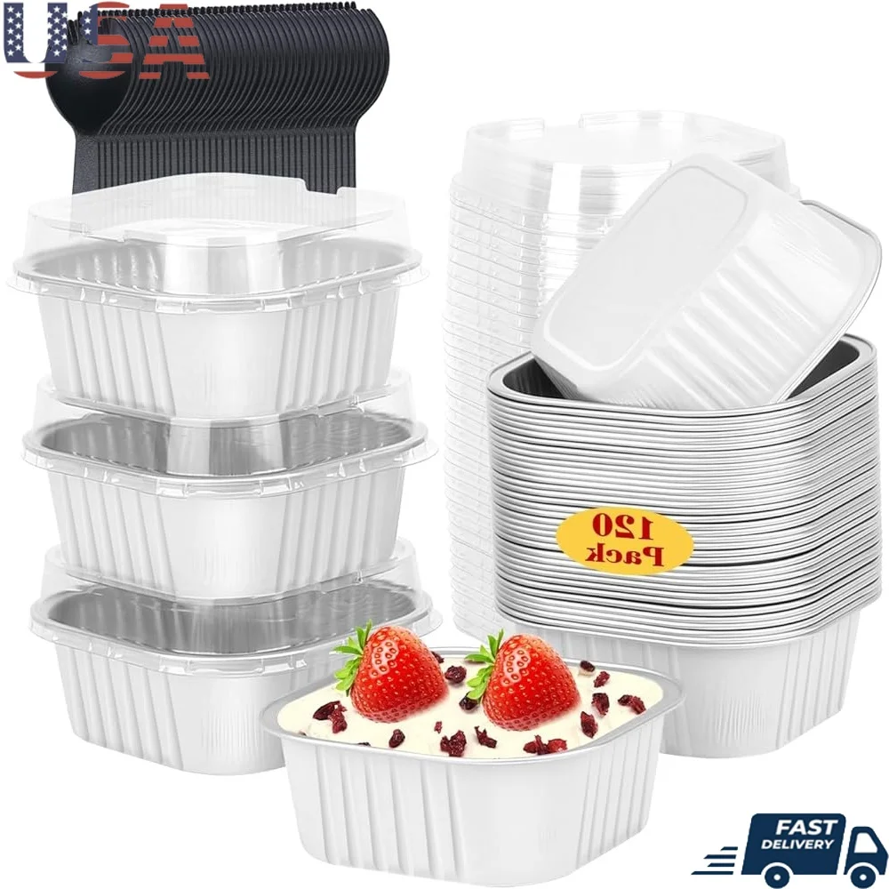 120pack Mini Cake Baking Pans with Lids Disposable Foil Brownie Tins Oven Grill Air Fryer Safe Perfect Parties Catering
120pack Mini Cake Baking Pans with Lids Disposable Foil Brownie Tins Oven Grill Air Fryer Safe Perfect Parties Catering