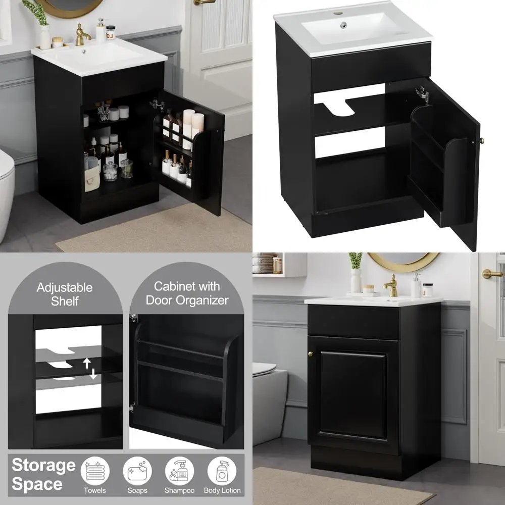 черный отдельно стоящий туалетный столик 20 дюймов с керамической раковиной с одним отверстием и местом для хранения вещей
черный отдельно стоящий туалетный столик 20 дюймов с керамической раковиной с одним отверстием и местом для хранения вещей